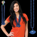 33" Blue Football Bead Necklace